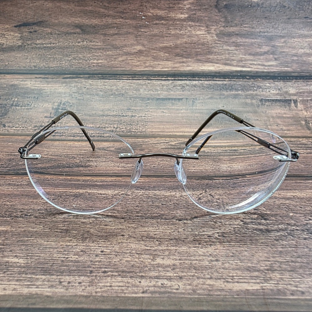 Silhouette 5521 70 6040 Rimless Round Eyeglasses Bronze Olive Austria 145mm